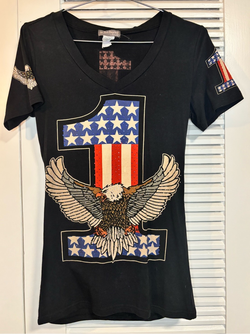 Los Angeles Apparel Black Short-Sleeve Eagle & Stars Graphic Tee